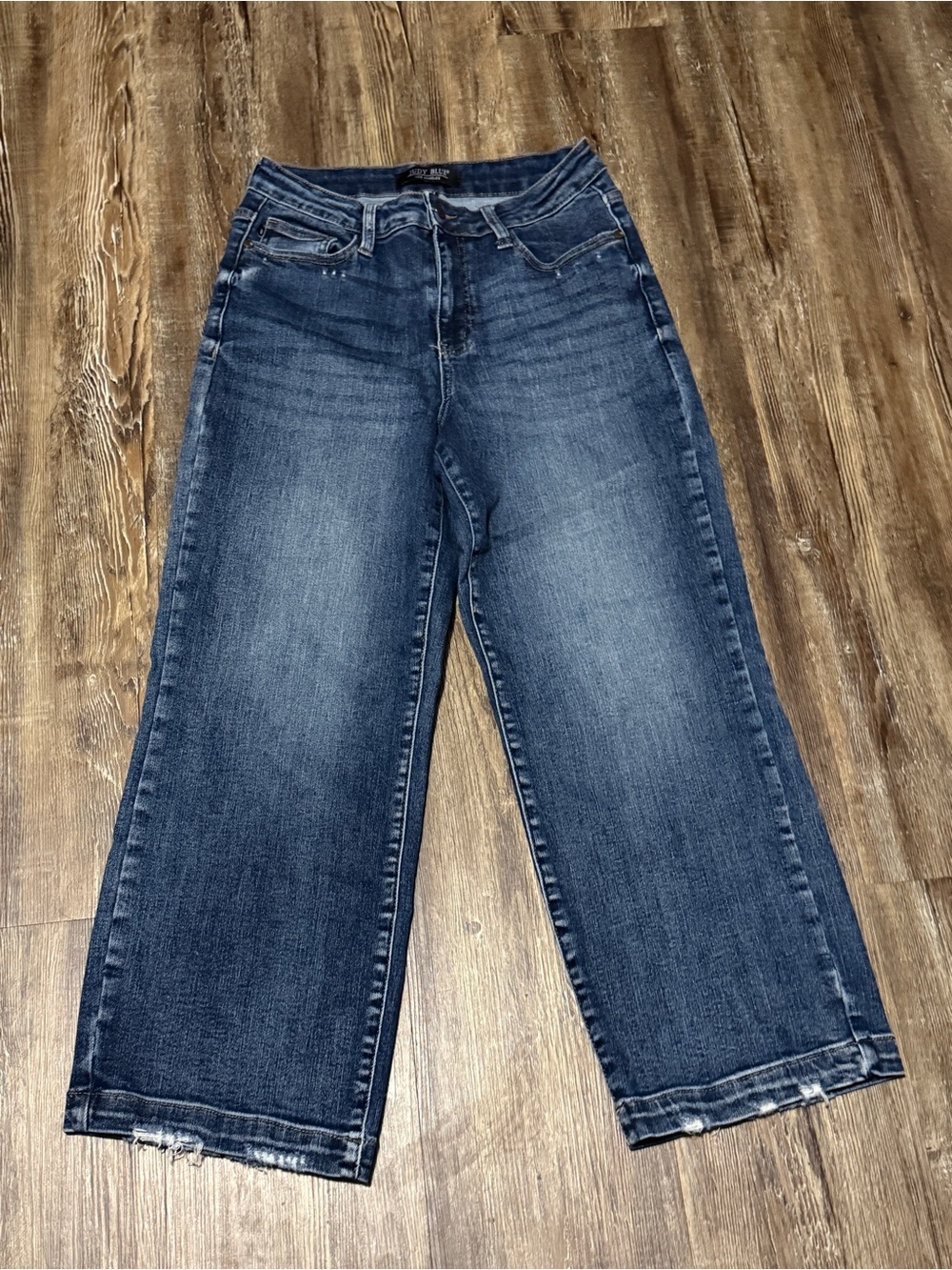 Judy Blue Cropped Relaxed Fit Jeans Women's 5/27 Dark Wash Stretchy Denim